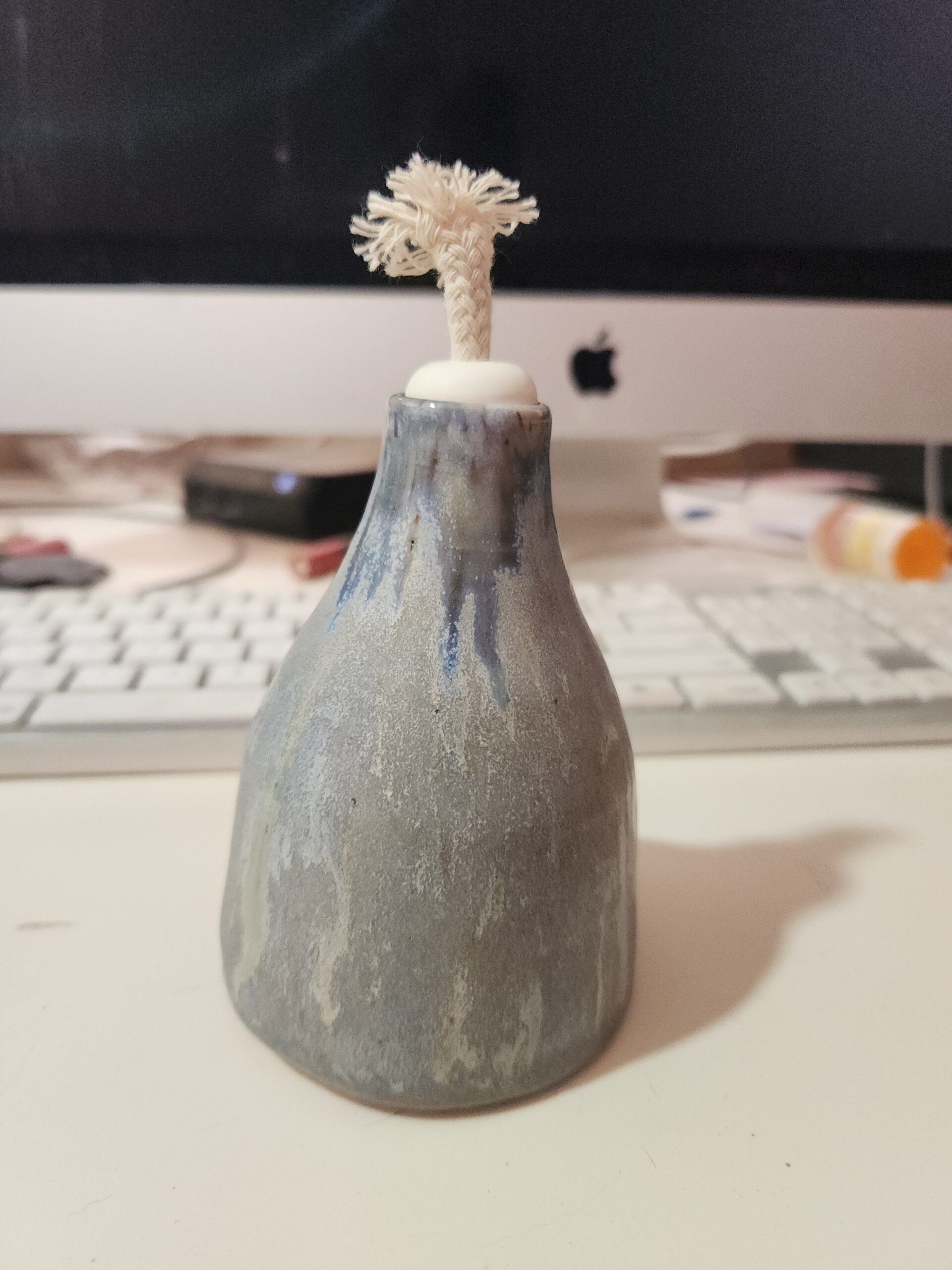Small Blue gray oil lamp 